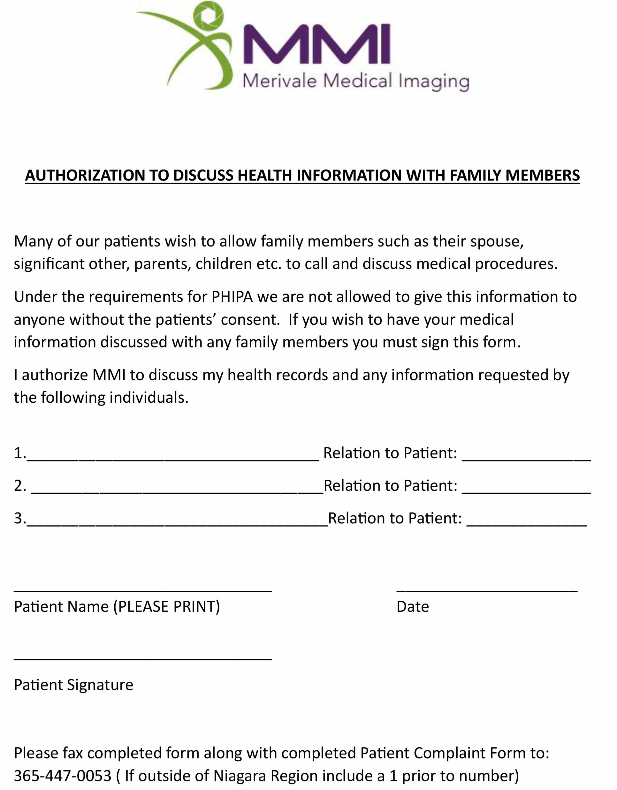 Health Information Authorization Form